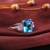Huitan Bright Sky Blue Stone Women Rings Elegant Female Party Accessories Luxury Cubic Zirconia Female Fashion Jewelry