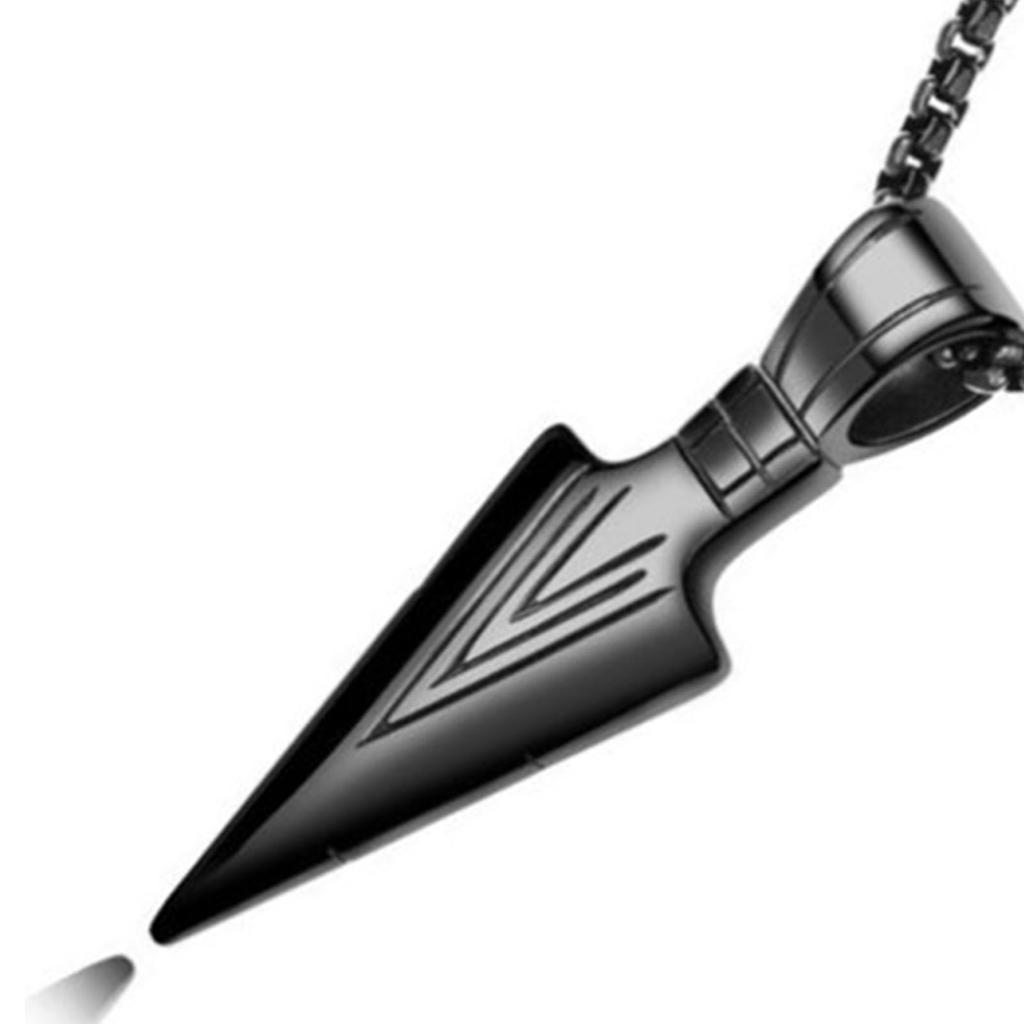 Cool Arrowhead Pendant Stainless Steel Necklace 60cm Chain Vintage Style for Men Boys Teens