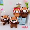 Cute Cartoon Simulation Red Panda Plush Toy Pendant Soft Stuffed Doll Keychain Backpack Hanging Decoration For Kids Gifts