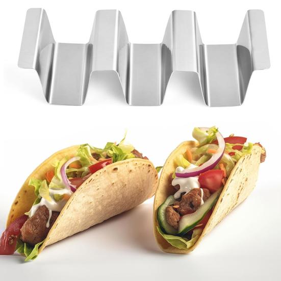 Stainless Steel Taco Holder Double-Sided Tortilla Tray Burrito Holder Taco Display Stand for Sandwiches Waffles
