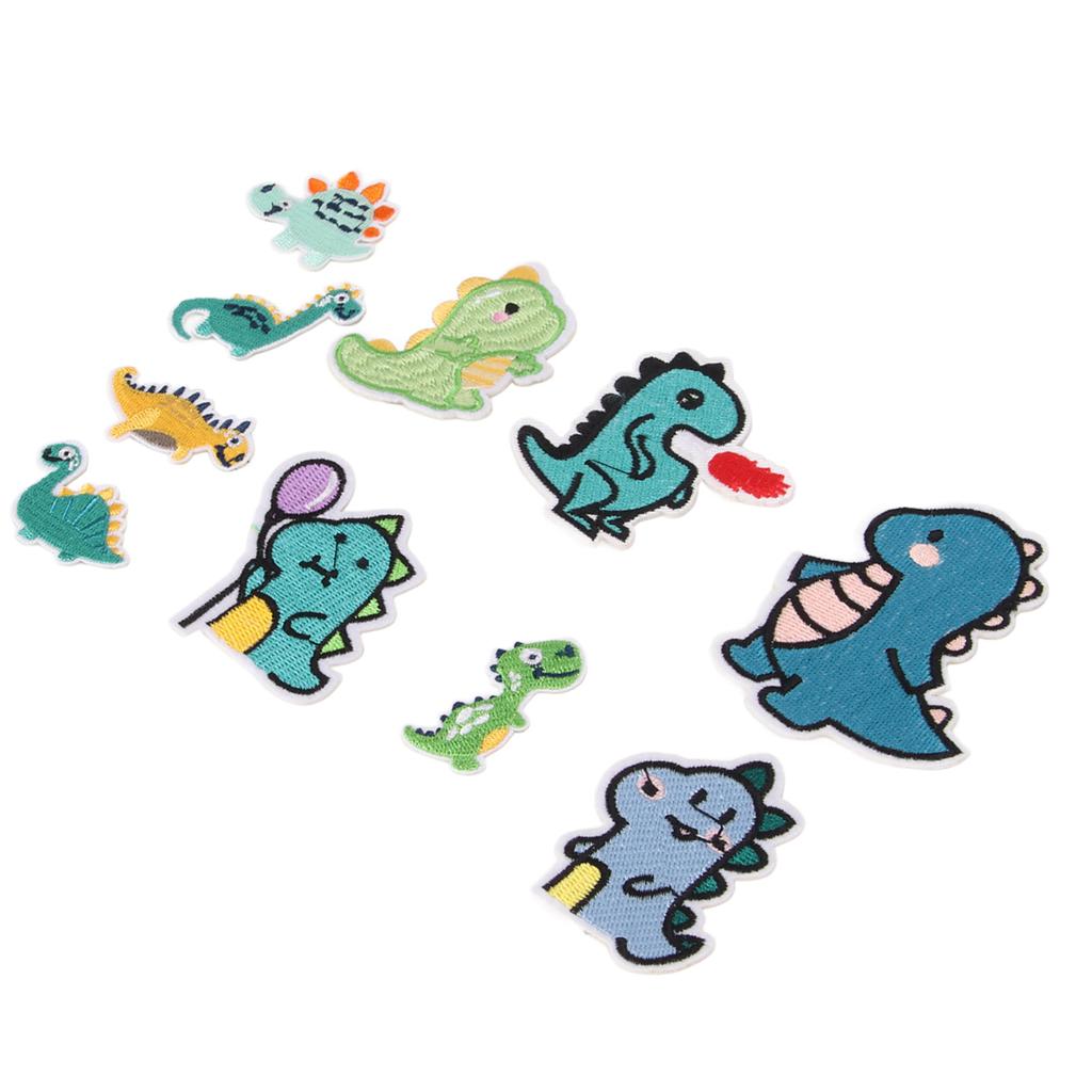 10Pcs Sew On Patches Dinosaur Shape Cute DIY Easy To Use Embroidery Applique for Clothes