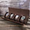 Retro Crazy Horse Leather Watch Storage Box: Drop-Proof, Portable, Genuine Leather, 4-Piece Mechanical Watch Case