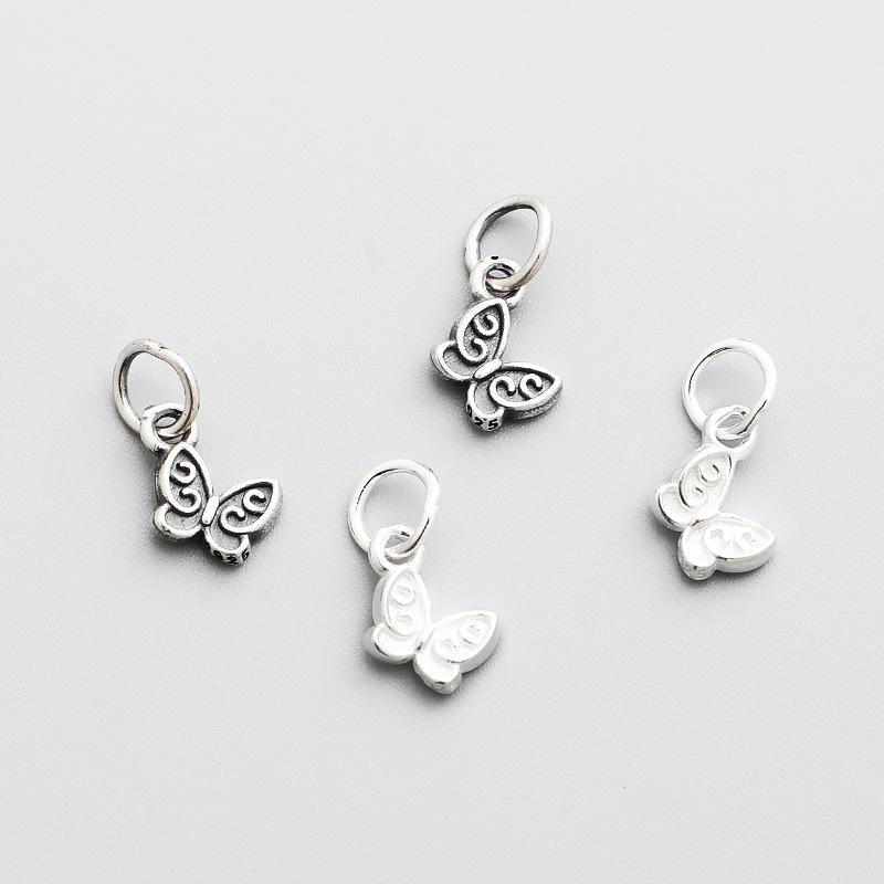 S925 Sterling Silver Retro Butterfly Pendant for DIY Jewelry
