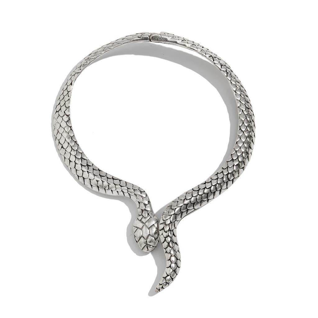 Exaggerated Silver Snake Alloy Collar Punk Style Winding Choker Necklace Retro Fashion Personality Spring Style Collar for Women