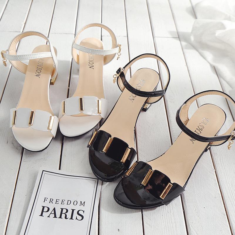 2024 Open Toe Women Chunky Heels Casual Women's Sandals Black White All-match Female Pumps Fashion Womens Sandals Buckle Shoes