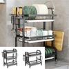 Dish Drying Rack 2-Tier Compact Kitchen Dish Rack Drainboard Set Large Rust-Proof Dish Drainer With Utensil Holder