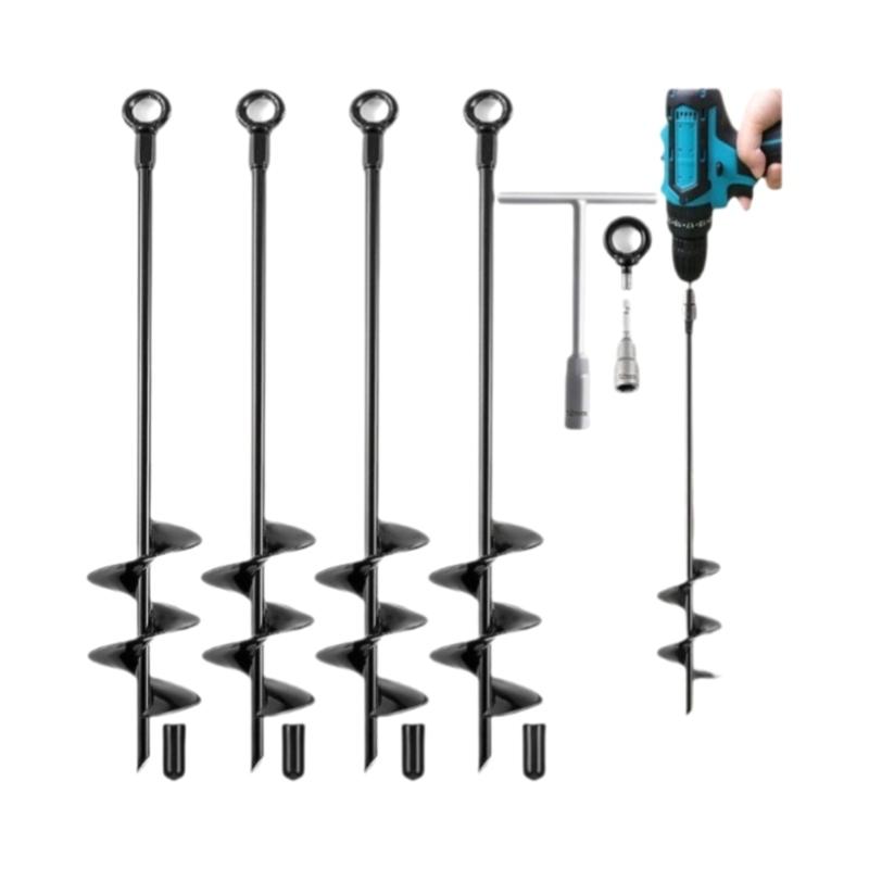 4pcs Trampoline Stakes Ground Anchors Hinds Wind Trampoline Anchors for Camping Tents, Fence Posts, Trampolines, Gazebos