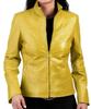 Women's Festive Stylish Lambskin Genuine Yellow Decent Motorcycle Leather Jacket