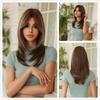 Synthetic Wigs Long Medium Straight Wig with Bangs Brown Wig for Woman Daily Usage Party Cosplay Heat Resistant Fiber