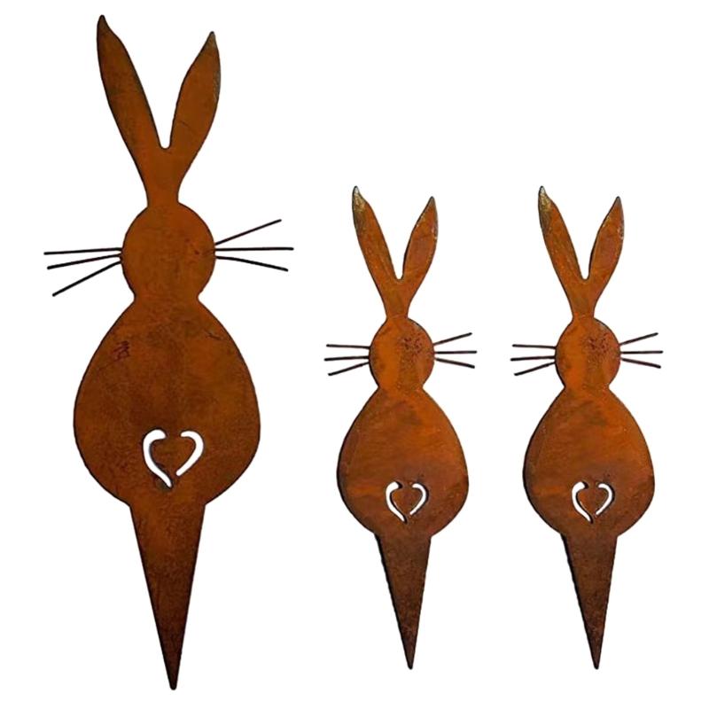Unique Outdoor Bunnies Garden Stake Decors Perfect for Springtimes Natural Gift Stakes Perfect for Flowerbeds and Lawns