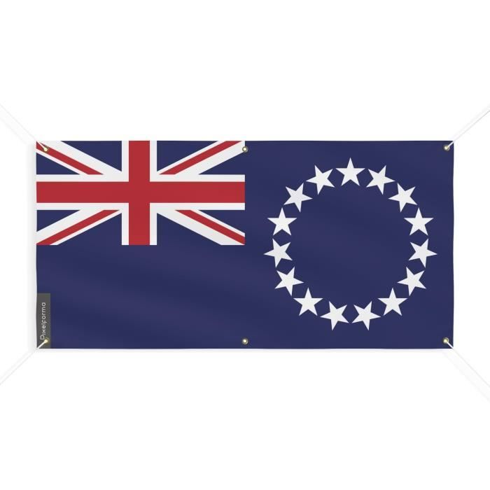 Bannière Drapeau Des Îles Cook 6 Oeillets 140x280cm En Polyester
