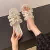 2025 Summer New Soft Bottom Fairy Versatile Pearl Beach Drag Small Fragrant Style Flat Bottom Slippers Women's Wear