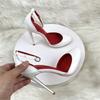 White Patent Leather Women Ankle Strap Stiletto Pumps Round HeadToe Sexy High Heel Shoes 10cm 12cm Customize 33-46 Zapatos Mujer