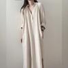 Spring Loose Korean Version Long Over Knee Cotton Linen Shirt Dress