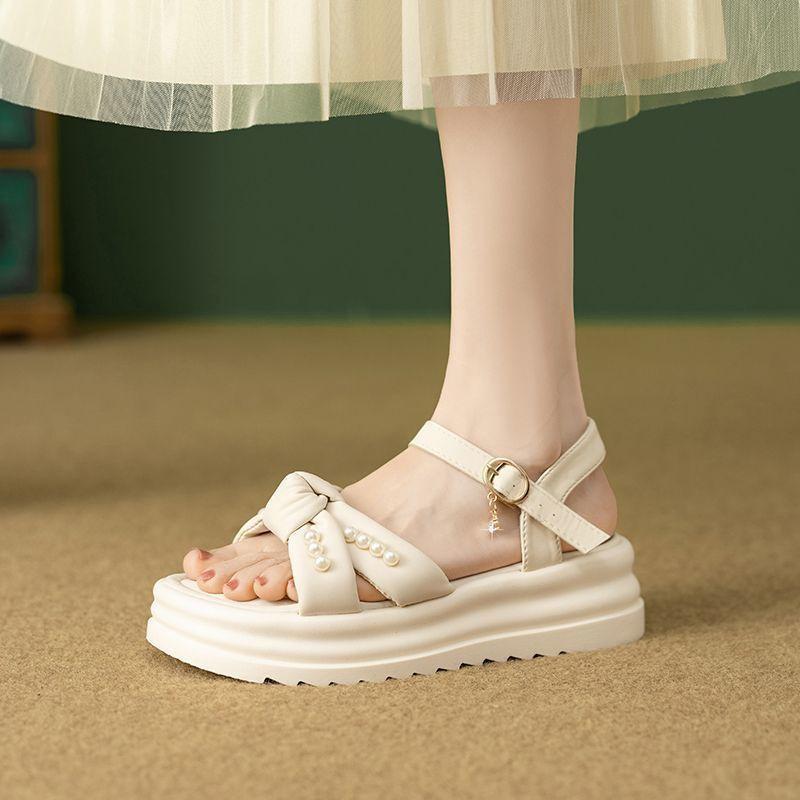 Popular with Skirts and Sandals for Women's Summer 2025 New Versatile Thick-soled Soft-soled One-button Fashion Sandals