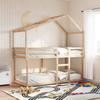 VidaXL Bunk Bed with Roof 90x200 Cm Solid Pine Wood, Bed, Bed Frame, Loft Bed, Bedroom Furniture, Slatted Base, 3282039