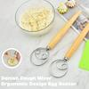 Danish Dough Whisk with Oak Handle Stainless Steel Flour Mixer Eggs Cream Mixing Rods Flour Cake Stirrer Kitchen Baking Tools