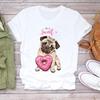 Women Printing Short Sleeve Tshirt Sweet Dog Pug 90s Casual Fashion Clothes Cartoon T Tee Top Print Lady Female Clothing Graphic T-shirt