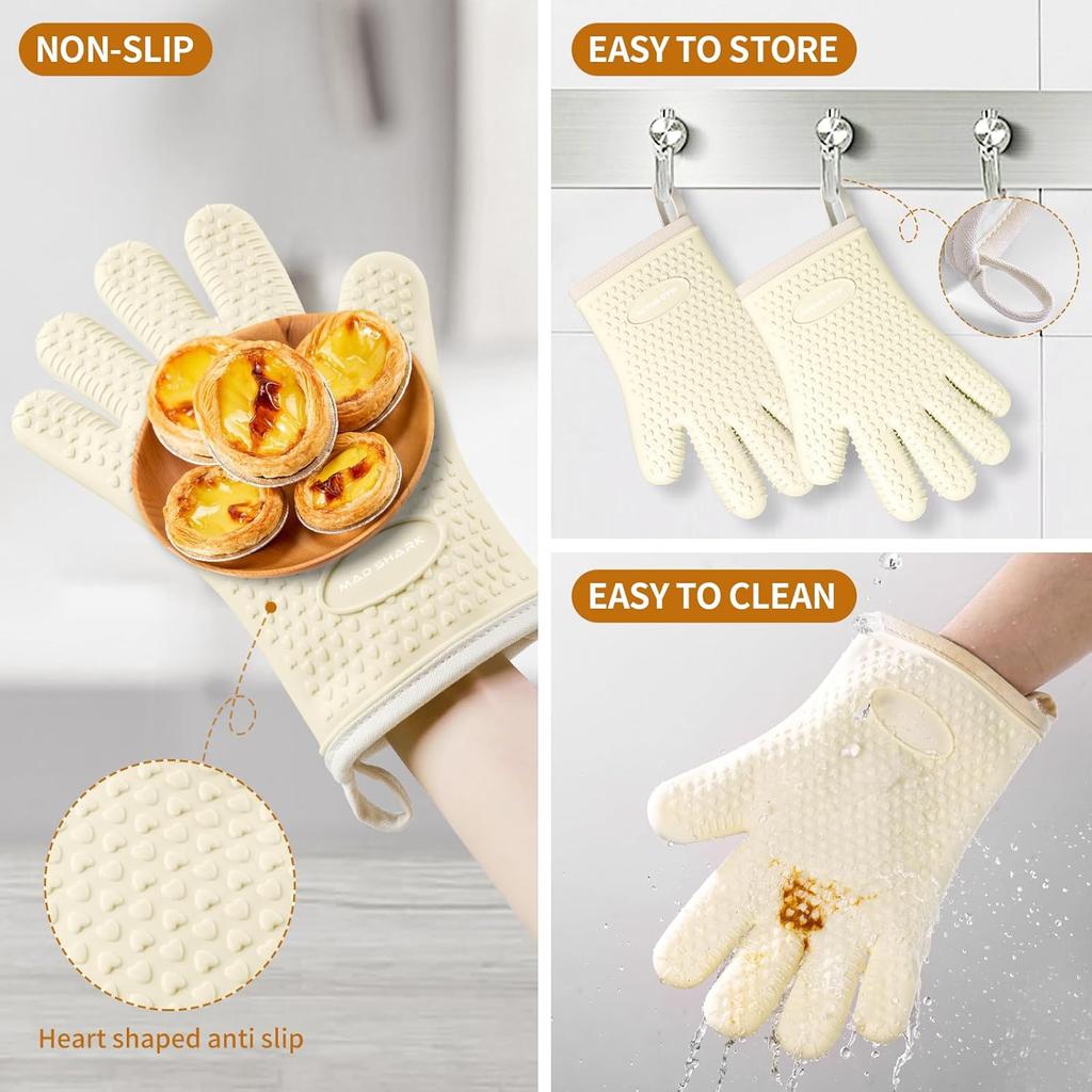 Anti-scald Thickened Silicone Gloves Heat Resistant Microwave Oven Baking Gloves BBQ Gloves Anti-slip Heat Insulation