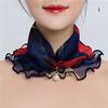 Mesh Pearl Pendant Fake Collar Elegant Printed Women False Collar Ruffle Lace Small Scarf Shiny Headware Dress Accessories