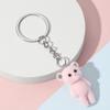 Cute 3D Flocking Kitten Small Bear Keychain Resin Cat Couple Mobile Phone Pendant Car Keyring Earphone Backpack Charms Bag Decor