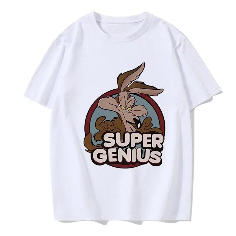 Unisex Funny Wile E Coyote Tee Shirt Unisex Women Cartoon Casual T-shirt Graphic EU Size Tops Streetwear Y2k Tshirt Hip Hop Gothic Clothes