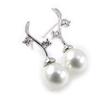 [E0262] - Silver Earrings 'Perles Mélodieuses' Ivory White