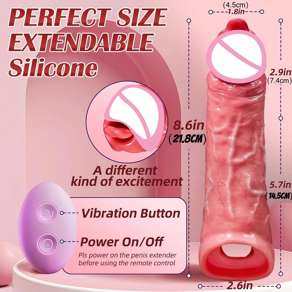 Penis Extender Sleeve Can Delay Ejaculation Dick Enlargement Longer Adult Sex Toy for Men G-Spot Stimulation Reusable Penis Ring