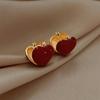 New Vintage Red Love Heart Earrings For Women Trendy Charm Dangle Drop Earrings Female Exquisite Fashion Jewelry Christmas Gifts