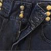 MODIQUE Spring Plus Size Women Vintage High Waist Elastic Straight Button Decoration Long Jeans Lady Basics Casual Pants Trousers