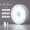 Motion Sensor Light Led USB NightLights Round Chargeable Lamp for Bedroom Kitchen Stair Hallway Wardrobe Cupboard Lighting