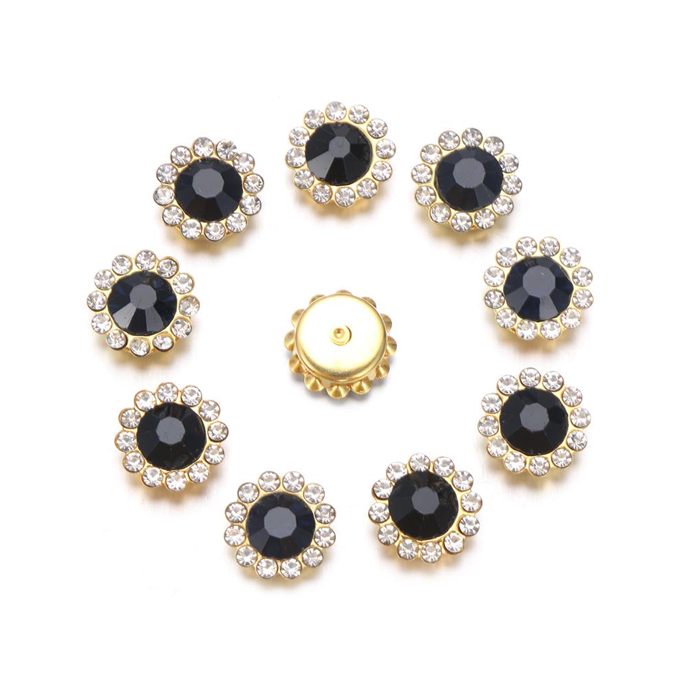 Apparel Sewing Sparkling Flower-shaped Clothes Decoration Rhinestone Buttons Crystal Glass Stone