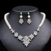 3pcs Euro-American Fashion Zircon Bridal Necklace Earrings Set Plated Light Luxury Zircon for Niche Weddings Zircon Set