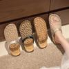 Mesh Woven Bag Head Half Slippers Women's Summer Wear 2025 New French Skirt Cool Slippers Roman Sandals Women