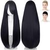 CaseEden Cosplay Wig, Premium, Smooth, Long, 80cm, Black Hair, WIG6136