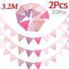 1/2Pcs 3.2m Bunting Banner Wall Hanging Garland Cotton Pink Triangle Pennant Decoration Photo Props Party Supplies Nursery Decor