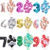 11pcs/set Big Size Number Digital Foil Balloons Confetti Latex Balloon Birthday Party Wedding Decoration Baby Shower Balls