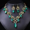 Retro Rhinestone Necklace Earrings Set Women Crystal Banquet Dress Accessories