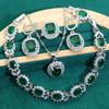 European and N White Gold Inlay Green Crystal Earrings Atmosphere Full Dinner Party Wedding Lady Wedding Necklace Set