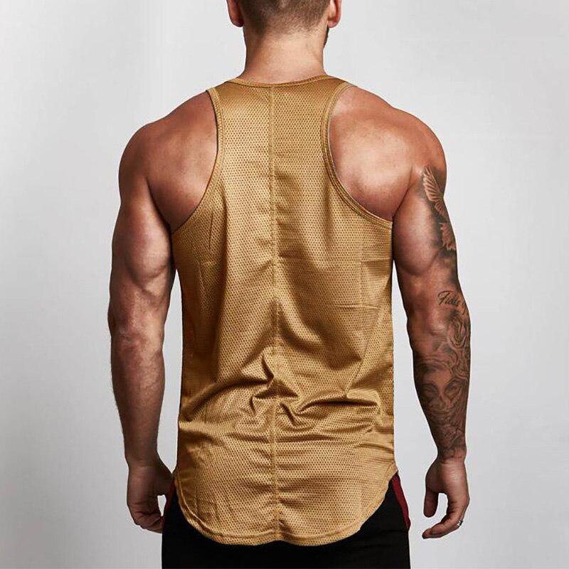 Muscleguys Sports Vest Summer Casual Loose Bottoming Shirt Men's Fitness Mesh Sleeveless T-shirt