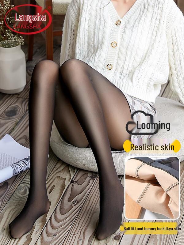 LangSha Women's Thermal Sheer Look Tights
