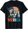 Bigfoot Merica Rock American Flag Patriotic 4th Of July T-Shirt