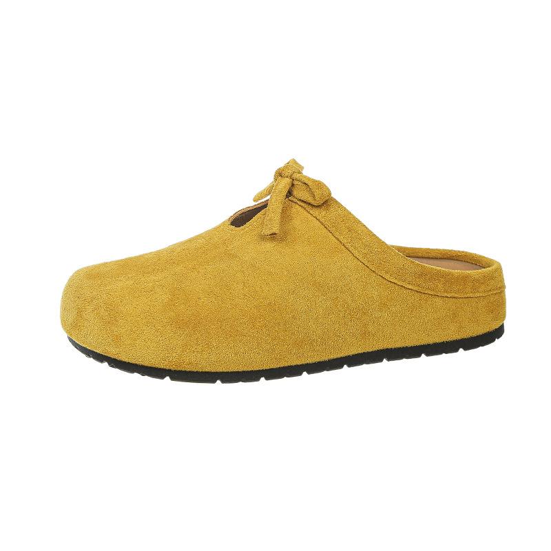 Thick-soled Half-slippers Retro Evening Breeze Bow Slippers Spring and Summer Design Sense French Ugly and Cute Boken One-pedal Slippers