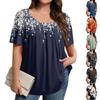 Plus Size Women's Casual Round Neck Pleated Short Sleeve Solid Color Top