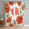 Flower Poppy Window Treatment Tulle Modern Sheer Curtains for Kitchen Living Room the Bedroom Curtains Decoration