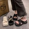 Cool Slippers Women's Summer New Outer Wear Fashion One-word Drag Platform Trend Cross Casual Beach Sandals