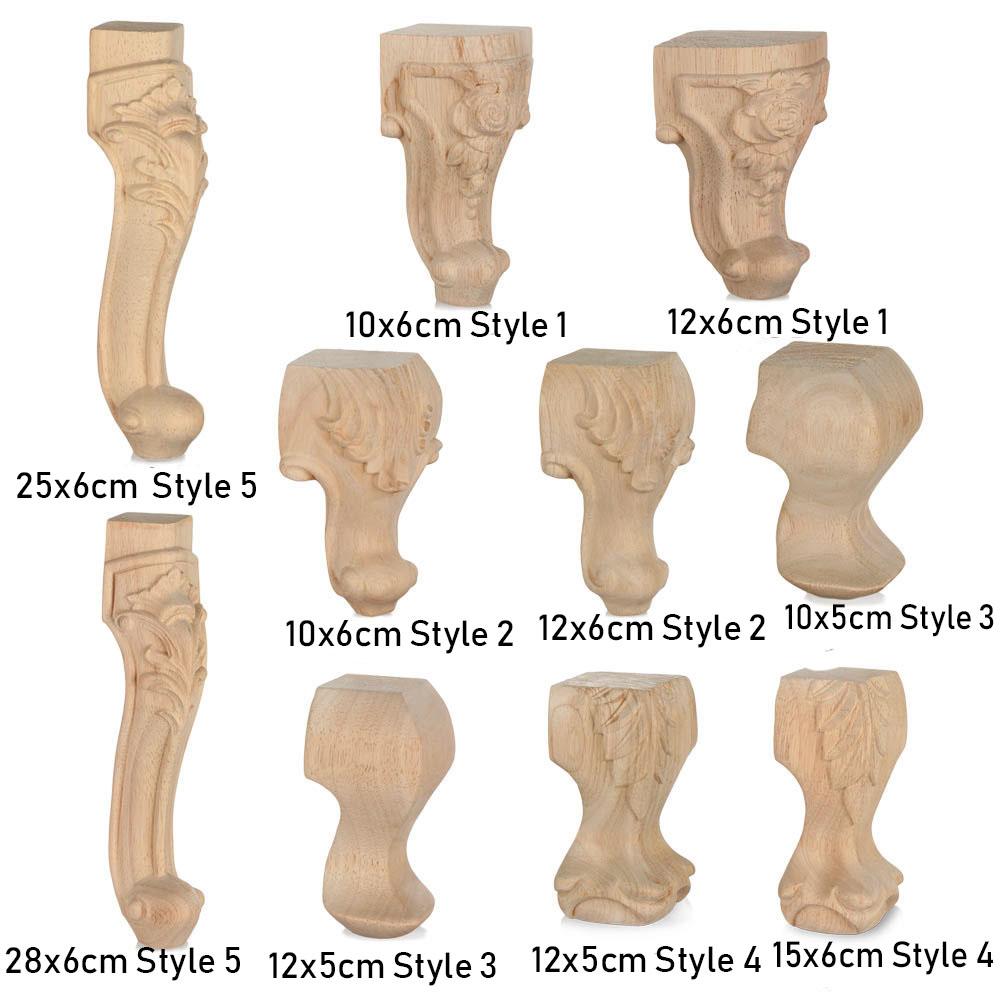 European Style Accessories Furniture Foot Legs Vintage Wood Carved Cabinet Seat Feets Home Decor