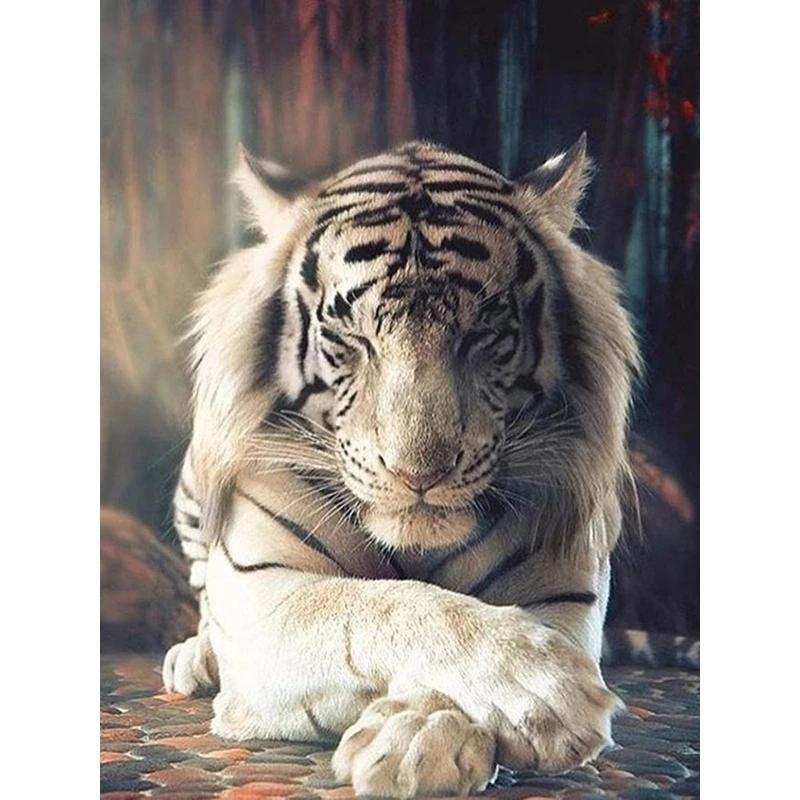 5D DIY Diamond Painting White Tiger Cross Stitch Kit Mosaic Diamond Embroidery Rose Full Round/Square Drill Home Decoration