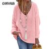 Autumn and Winter Women's Sweater Knitwear V-Neck Long Sleeve Knit Tops Sweaters