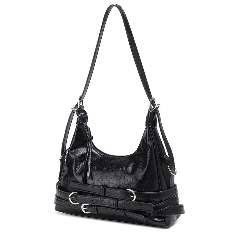 Premium Texture Vintage  Soft Leather Commuter Bag Women's Hottie Style Motorcycle Underarm Shoulder Bag